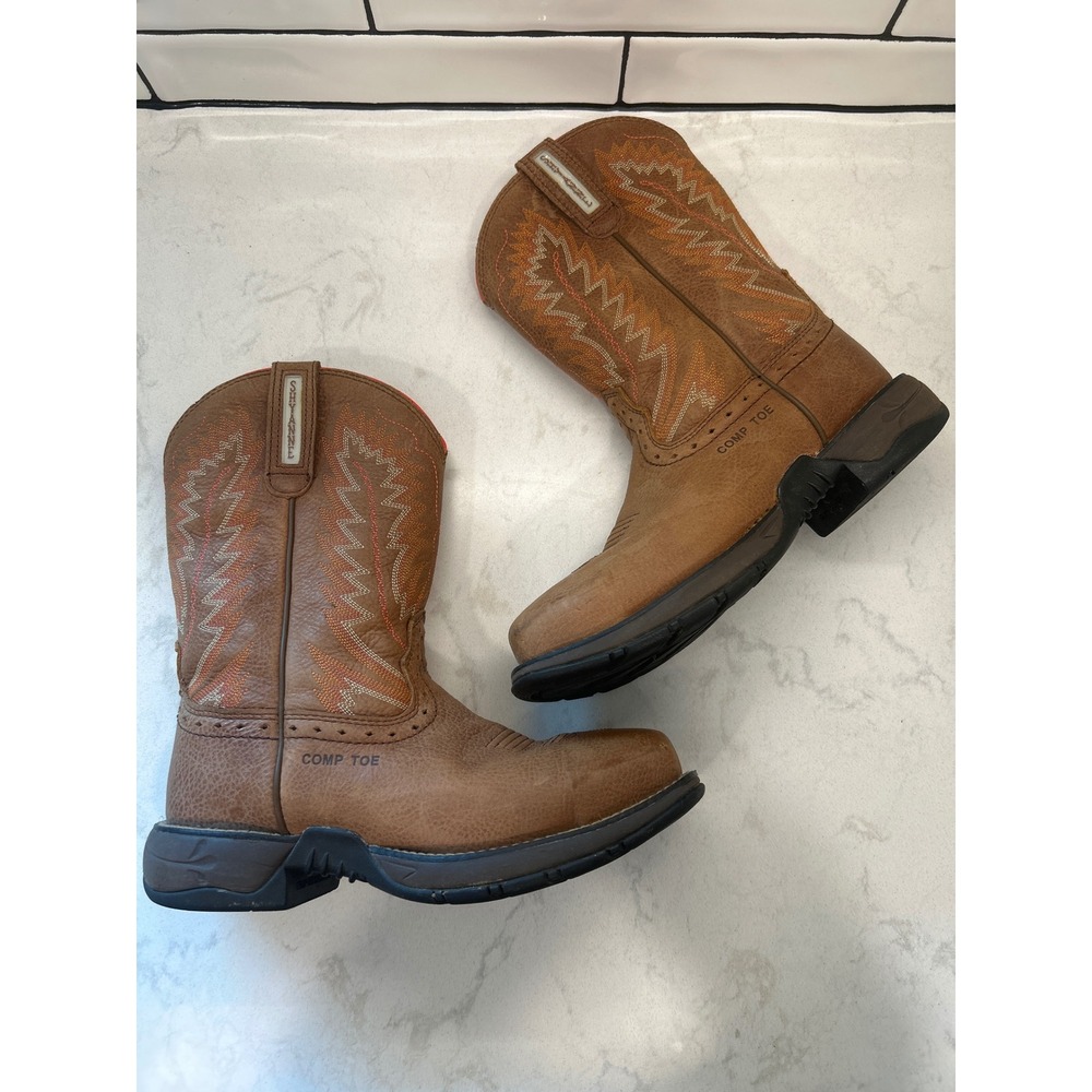Shyanne Women's Comp Toe Western Rodeo Cowgirl Work Boots Brown Leather Size 8B - Picture 8 of 11